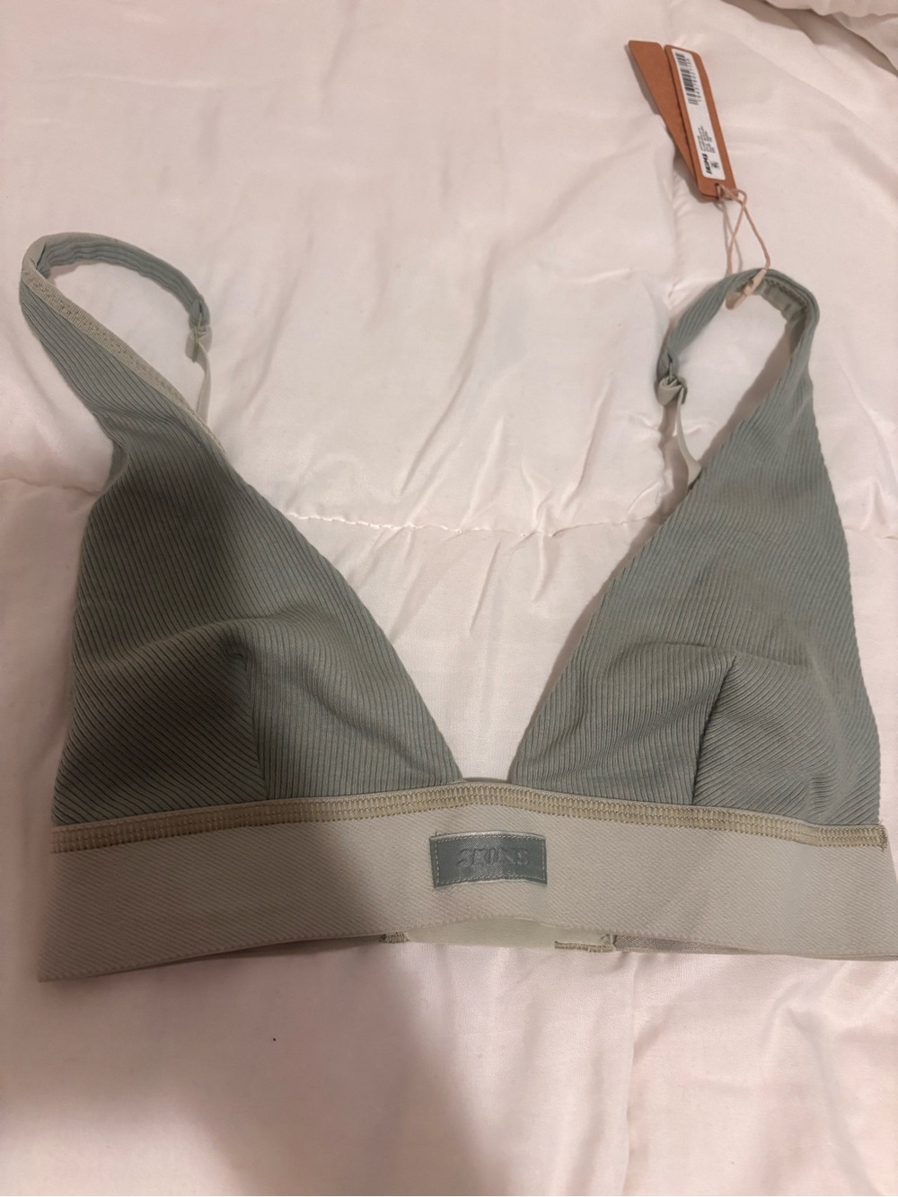 SKIMS Ribbed Triangle Bralette in Sage
